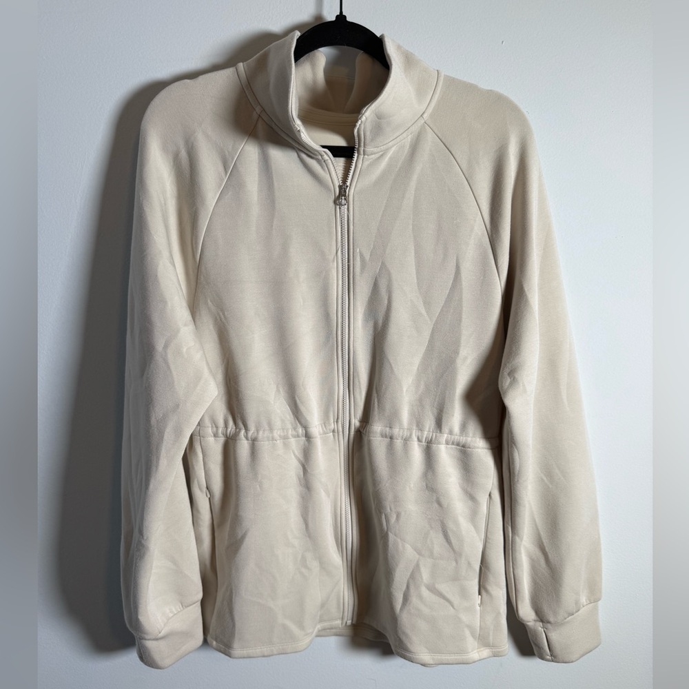 Varley Cream Full Zip Jacket Modal‎ Blend Athleisure Track Top L